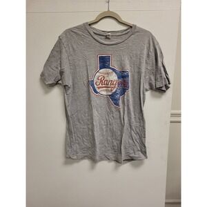 Tultex Texas Rangers Baseball T-Shirt Mens Size L Gray‎ Graphic Tee Cotton Blend